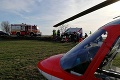 Po čelnej zrážke zasahovali leteckí záchranári: Zraneného muža previezli do nemocnice