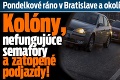 Pondelkové ráno v Bratislave a okolí s komplikáciami: Kolóny, nefungujúce semafory a zatopené podjazdy!