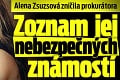 Alena Zsuzsová zničila prokurátora: Zoznam jej nebezpečných známostí