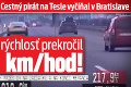 Cestný pirát na Tesle vyčíňal v Bratislave: Povolenú rýchlosť prekročil o 126 km/hod!