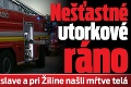 Nešťastné utorkové ráno: V Bratislave a pri Žiline našli mŕtve telá