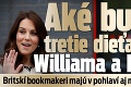 Aké bude tretie dieťatko Williama a Kate? Britskí bookmakeri majú v pohlaví aj mene úplne jasno!