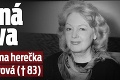 Smutná správa: Zomrela známa herečka Zdena Gruberová († 83)