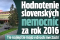 Hodnotenie slovenských nemocníc: Tie najlepšie majú v dvoch mestách!