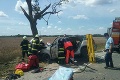 Auto začalo po náraze do stromu horieť: Zraneného vodiča ratovali leteckí záchranári