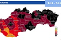 Nové rozdelenie okresov: Slovensko je takmer celé bordovo-čierne! Pohoršila si aj Bratislava