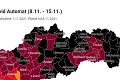 Nové rozdelenie okresov: Slovensko je takmer celé bordovo-čierne! Pohoršila si aj Bratislava