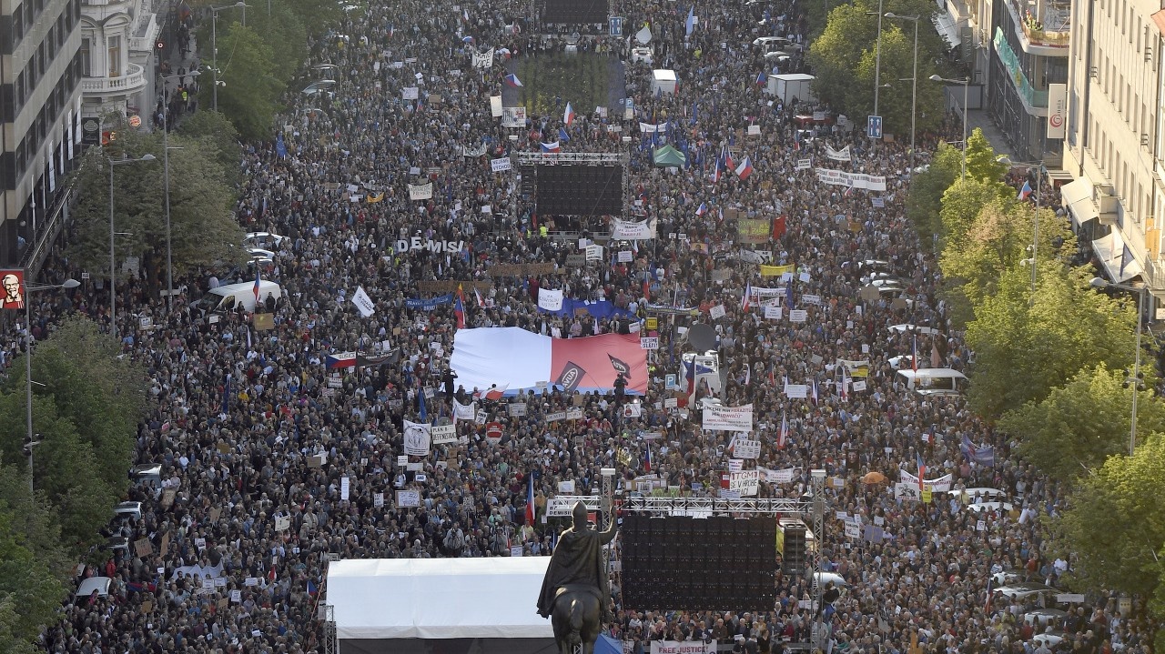 Protest na Václavskom námestí.