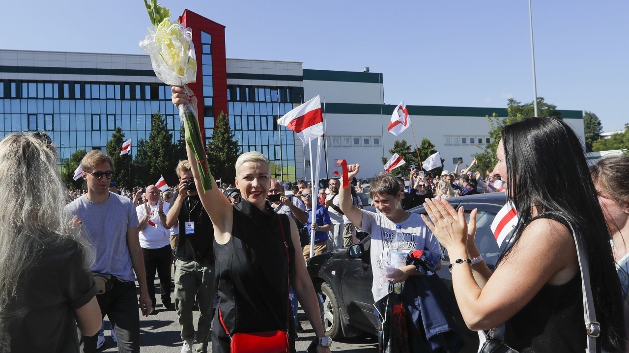 Maryja Kalesnikavová, jedna z hlavných predstaviteliek opozície a spolupracovníčka hlavnej opozičnej prezidentskej kandidátky Sviatlany Cichanovskej.