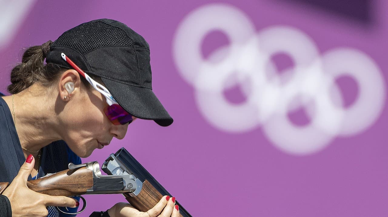 Slovenská reprezentantka v športovej streľbe Danka Barteková počas kvalifikácie v skeete žien.