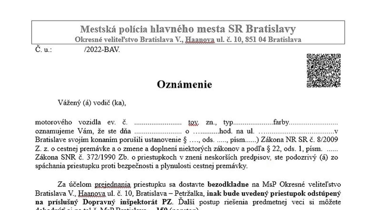 Takto vyzerajú pravé oznámenia o pokute.