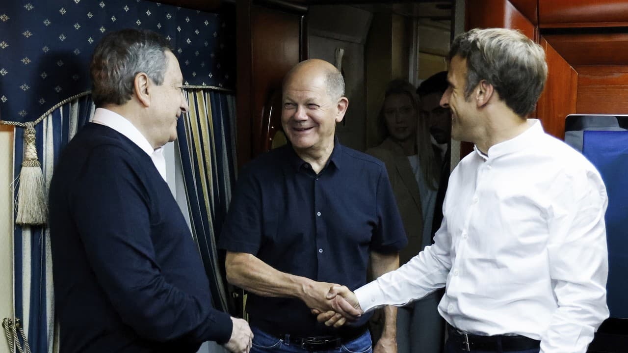 Macron, Scholz i Draghi kończą wizytę w Kijowie: podzielają pogląd o wejściu Ukrainy do UE