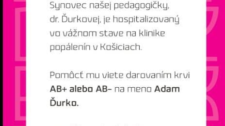 Univerzita prosí o pomoc pri darovaní krvi pre 20-ročného Adama.