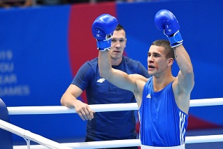 Andrej Csemez (v modrom) počas európskych hier v Minsku.