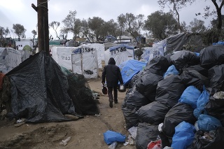 Utečenecký tábor na ostrove Lesbos.