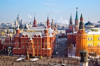 Historical Museum, Red Square and Kremlin in Moscow. 