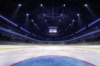 hockey and skating stadium indoor 3D render illustration background, my own design