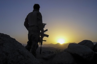 Shot in silhouette at in Afghanistan war
