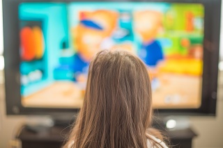 Multi racial girl watching television - screen time