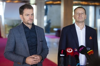 Predseda hnutia OĽaNO Igor Matovič a vpravo predseda hnutia Sme rodina Boris Kollár.