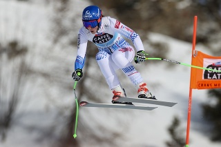 Petra Vlhová počas tréningu v zjazde žien Svetového pohára v alpskom lyžovaní vo švajčiarskom stredisku Crans Montana