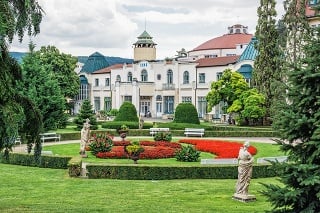 Historical buildings in Piestany spa, Slovak republic. Architectural theme. Travel destination. Health resort.