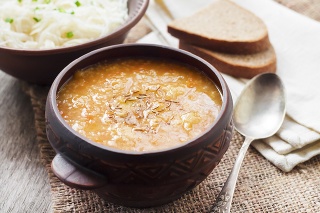 Kapustnyak - traditional Ukrainian winter soup with sauerkraut and millet, obligatory dish on the Christmas Eve table