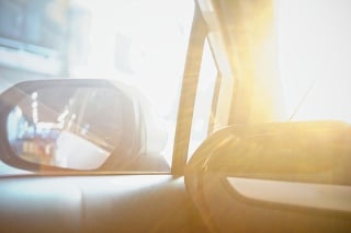 selective focus, car air conditioning, car interior and sun rays, Modern car interior details.