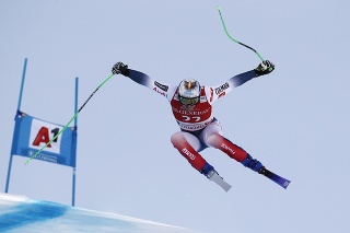 Francúzsky lyžiar Nils Allegre počas pretekov super-G Svetového pohára v alpskom lyžovaní v rakúskom Kitzbüheli.