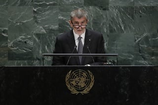 Andrej Babiš počas prejavu na Valnom zhromaždení OSN.