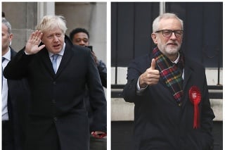 Lídri dvoch najsilnejších britských politických strán po odovzdaní hlasov v Londýne.