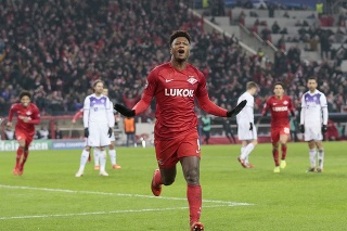 Na snímke kapverdský útočník Spartaka Zé Luís oslavuje gól.