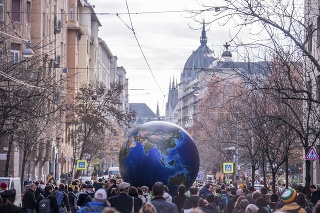 Klimatický protest v Maďarsku. 