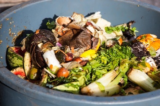 Trash can full of organic waste