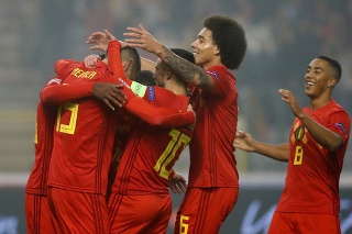 Zápas Ligy národov Belgicko-Island. 