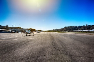 A tarmac of a small municipal airport located in Oceanside, California just north of San Diego.