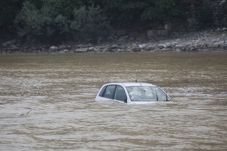Damaged Car flooded in the Ocean - Flood Disaster in Olympos, Turkey, Asia