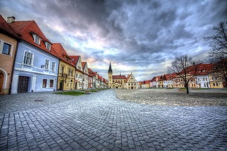 From the square of Bardejov, Slovakia, in the evening