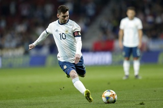 Na snímke argentínsky útočník Lionel Messi v prípravnom zápase Argentína - Venezuela (1:3).