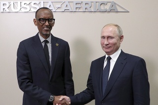 Paul Kagame, prezident Rwandy a Vladimír Putin, prezident Ruska.