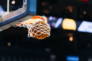 A basketball player makes a basket at Oracle Arena in Oakland, California on January 27, 2018.