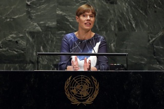Kersti Kaljulaidová počas prejavu na Valnom zhromaždení OSN.