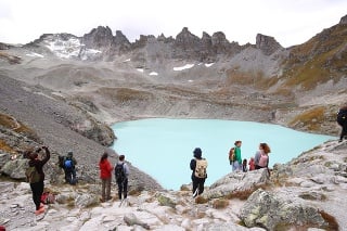 Aktivisti sa lúčia s ľadovcom Pizol. 