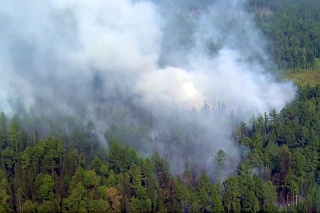 Lesný požiar v regióne Krasnojarsk na východe ruskej Sibíri
