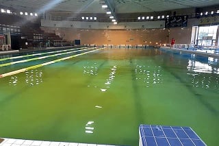 Košická krytá plaváreň - 12.7.2019, Pred - Zelený až žltý kal v košickej plavárni