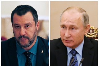 Taliansky minister vnútra Matteo Salvini a ruský prezident Vladimir Putin