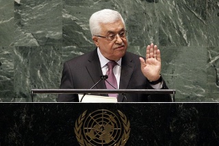 Palestínsky prezident Mahmúd Abbás počas prejavuje na pôde OSN.