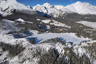 Aerial view of Strbske Pleso resort, Slovakia