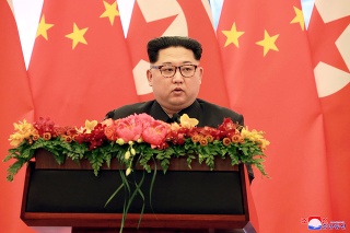 Severokórejský líder Kim Čong-un počas banketu v Pekingu.