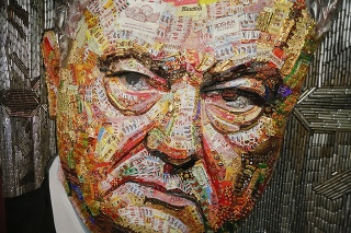 Portrét prezidenta a čokoládového magnáta Petra Porošenka od ukrajinskej výtvarníčky Daši Marčenkovej